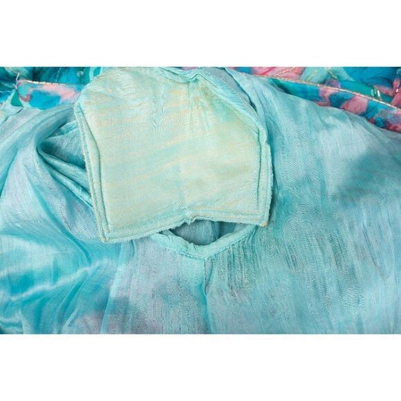 1980s Vintage Dress Sequined Silk Blue Drop waist - Picture 7 of 7